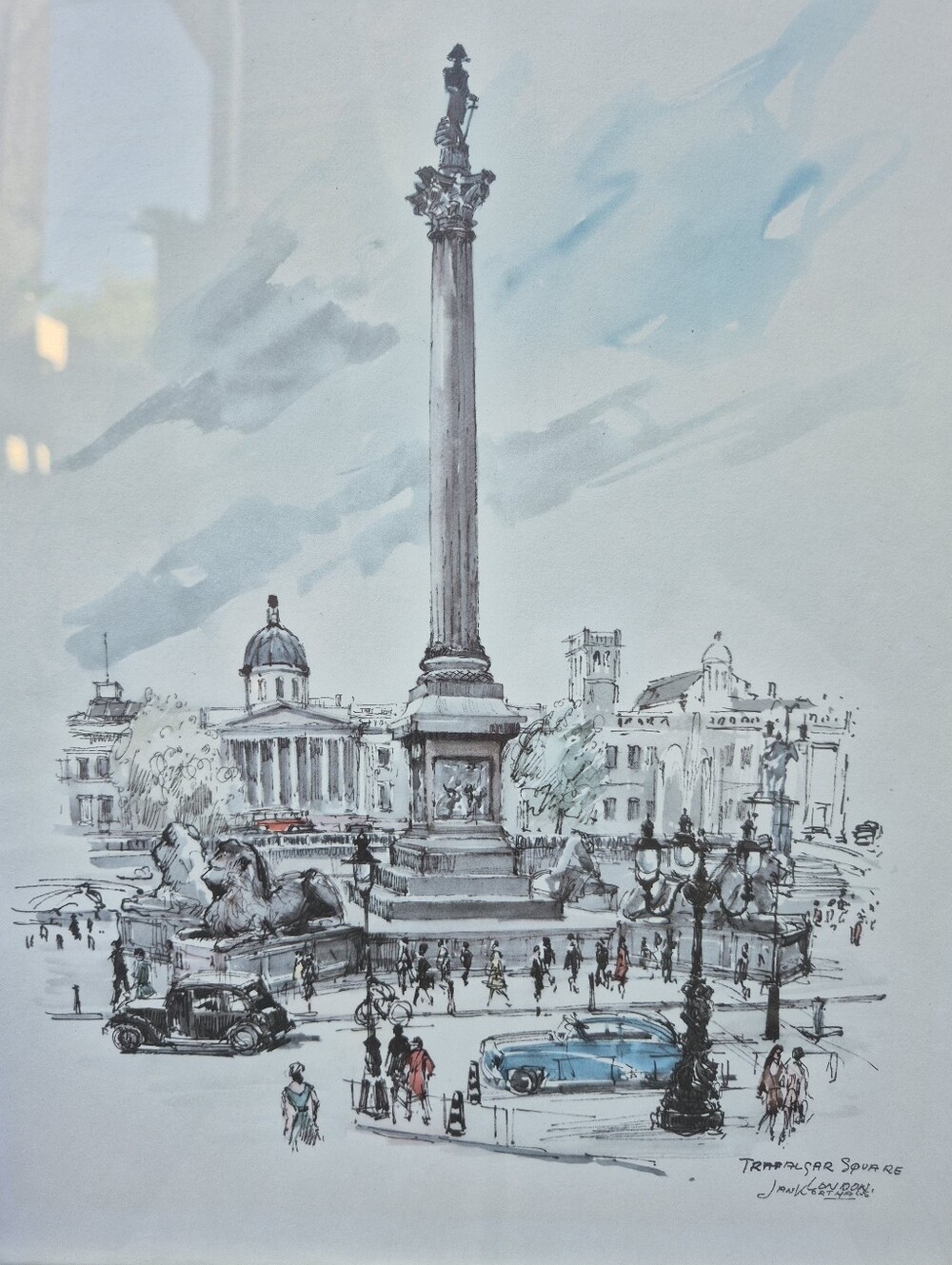 Hand-Painted London Landmarks Watercolor Print(s) X3 - Artist: Jan Korthals
